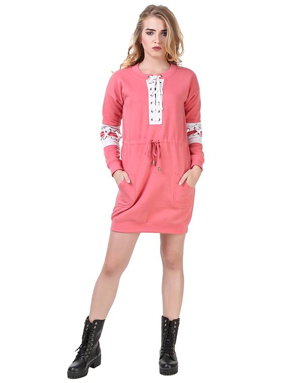 pink fleece shift dress - 14397873 - Zoom Image - 1