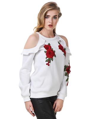 floral patch cold shoulder top - 14397948 - Standard Image - 2