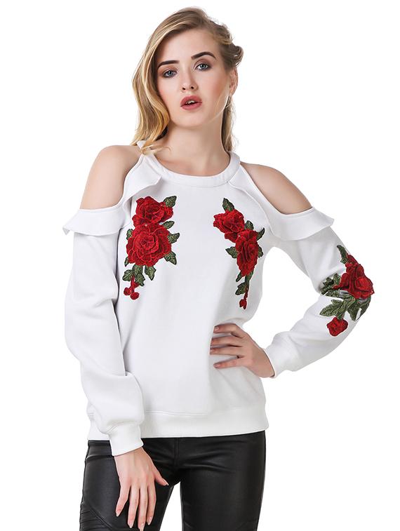 floral patch cold shoulder top - 14397948 - Zoom Image - 1