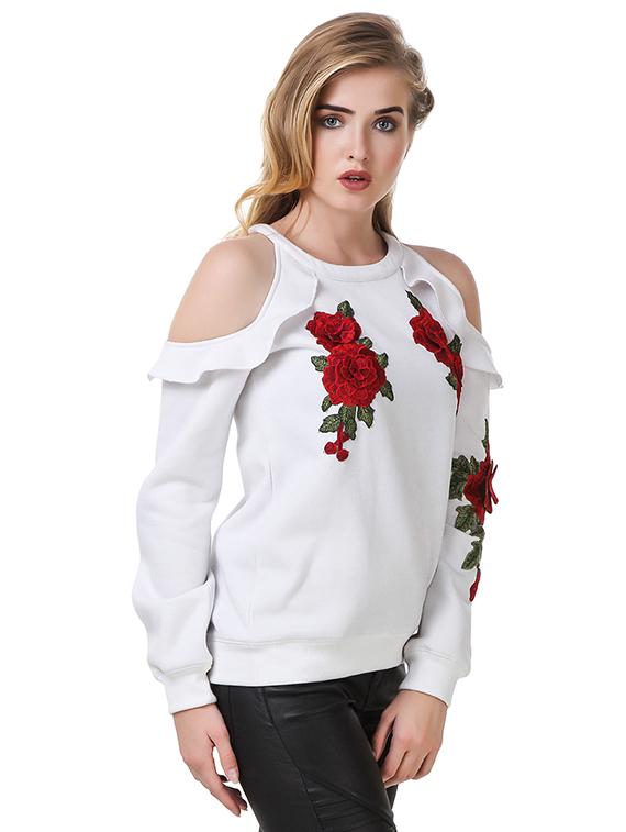 floral patch cold shoulder top - 14397948 - Zoom Image - 2