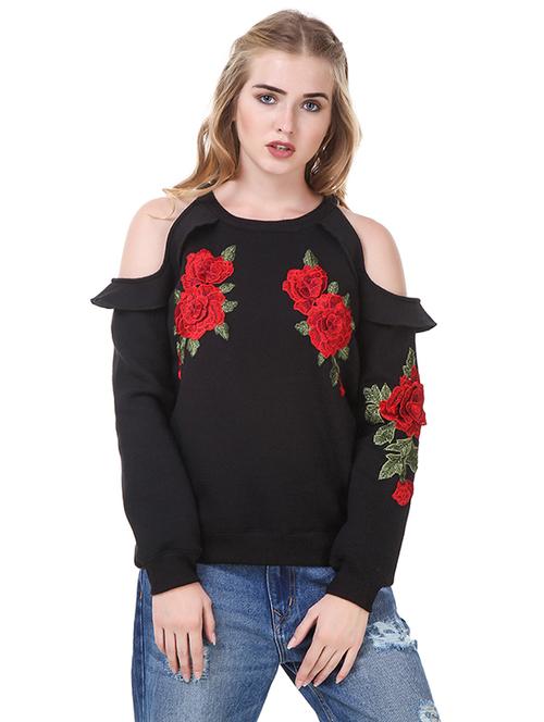 cold shoulder floral patch top - 14397950 - Standard Image - 1