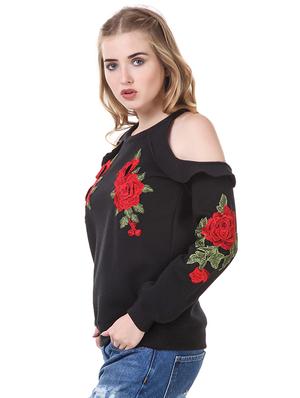 cold shoulder floral patch top - 14397950 - Standard Image - 2
