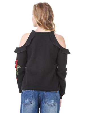 cold shoulder floral patch top - 14397950 - Standard Image - 3
