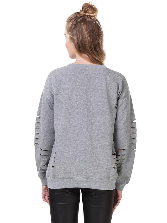 grey fleece regular sweatshirt - 14397953 - Zoom Image - 3
