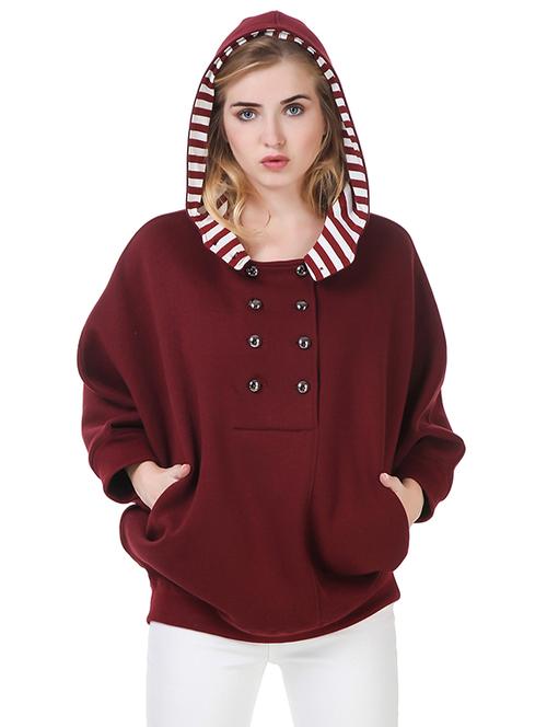 maroon fleece hooded sweatshirt - 14397956 - Standard Image - 1