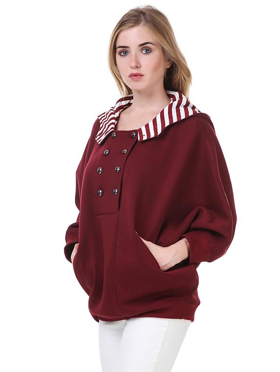 maroon fleece hooded sweatshirt - 14397956 - Zoom Image - 2