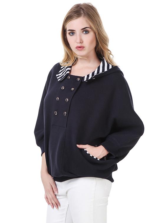 hooded neck solid sweatshirt - 14397958 - Zoom Image - 2