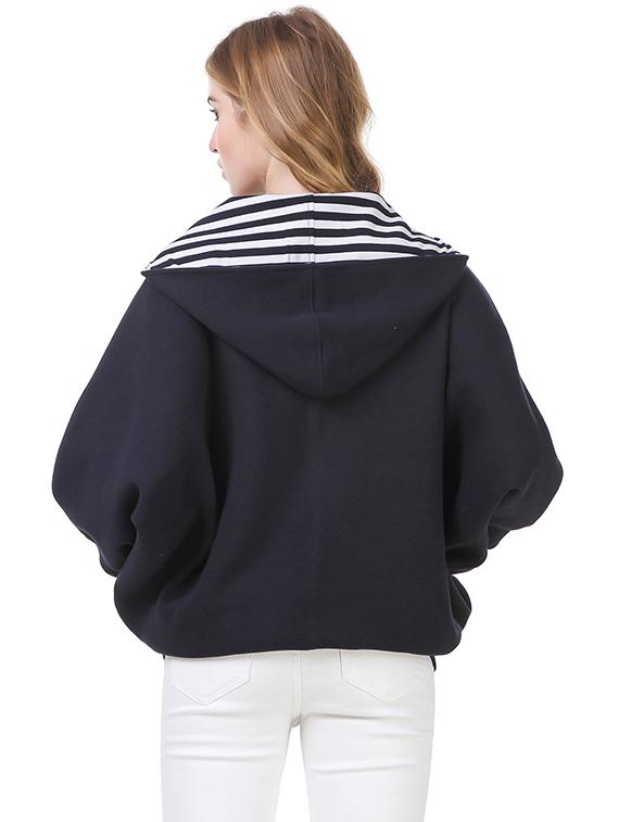 hooded neck solid sweatshirt - 14397958 - Zoom Image - 3