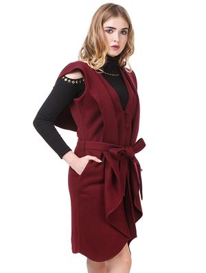 maroon fleece coatigan - 14397963 - Standard Image - 2