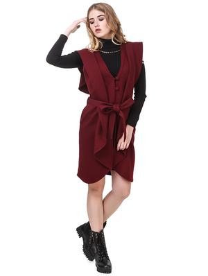 maroon fleece coatigan - 14397963 - Standard Image - 4