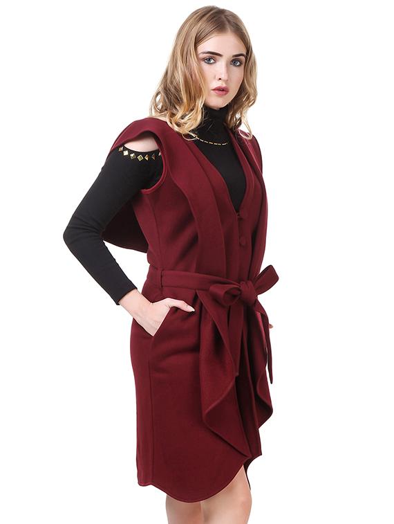 maroon fleece coatigan - 14397963 - Zoom Image - 2