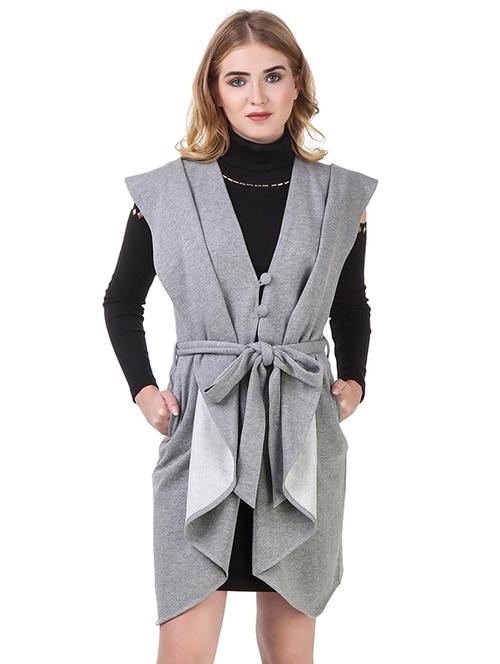 grey fleece coatigan - 14397965 - Standard Image - 1
