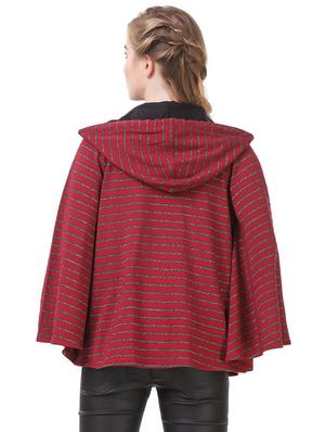 kimono sleeved striped hooded jacket - 14397982 - Standard Image - 3