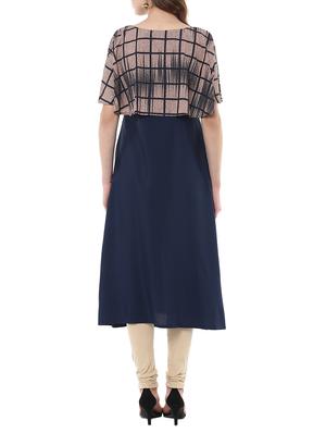 blue crepe a-line kurta - 14398220 - Standard Image - 3