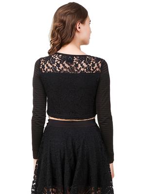 floral laced crop top - 14398262 - Standard Image - 3