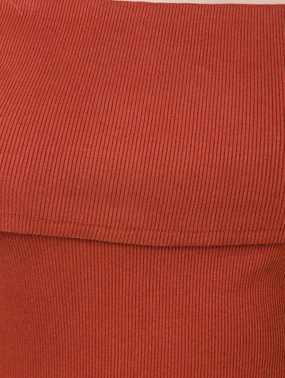 brown cotton lycra off shoulder pullover - 14398266 - Zoom Image - 4