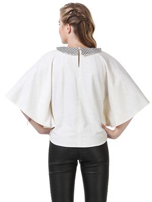 flared sleeved cut work detail collared top - 14398269 - Standard Image - 3