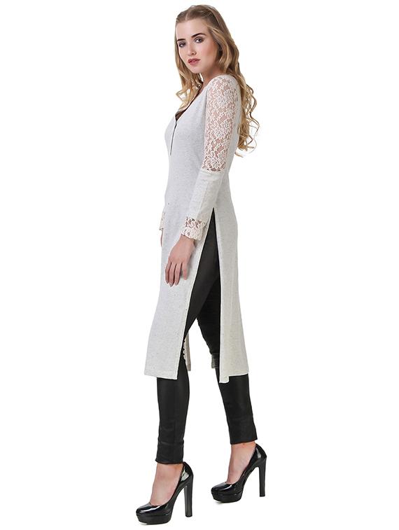 white jersey solid tunic - 14398271 - Zoom Image - 2