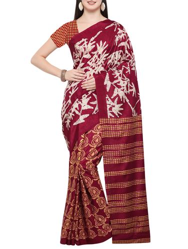 Paisley tussar silk saree with blouse - 14398627 - Very Small Image - 1