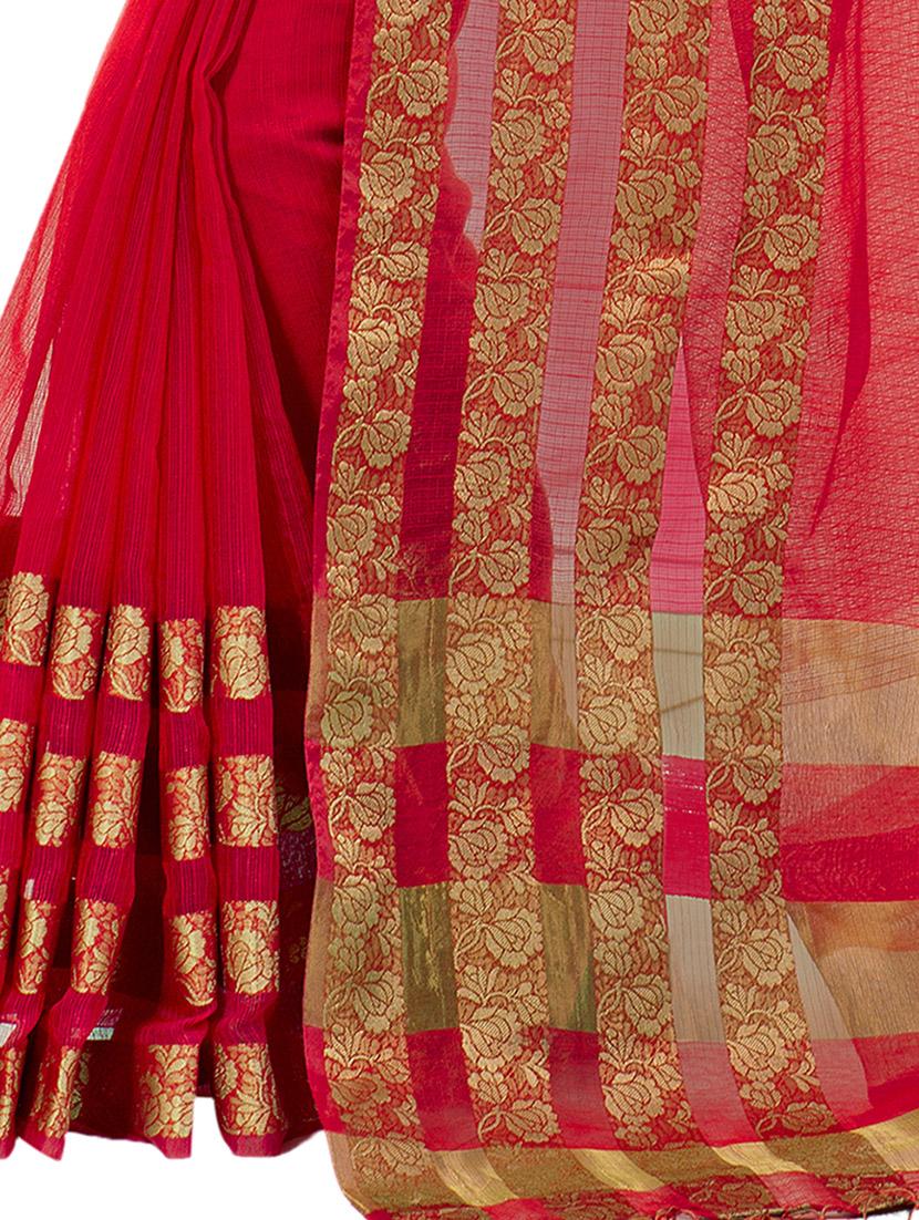 red bordered saree with blouse - 14400741 - Zoom Image - 2