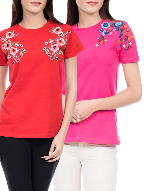 set of 2 multi colored viscose tee - 14401054 - Standard Image - 1