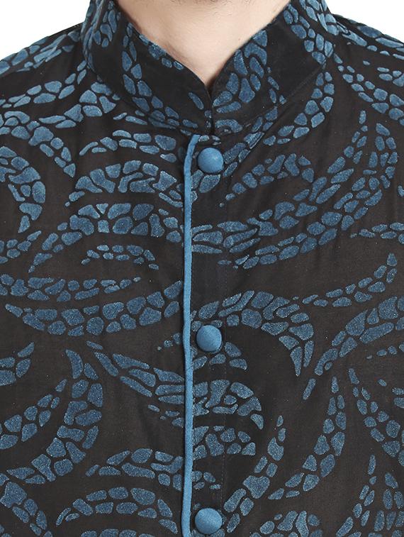 green chanderi silk long kurta - 14401072 - Zoom Image - 4