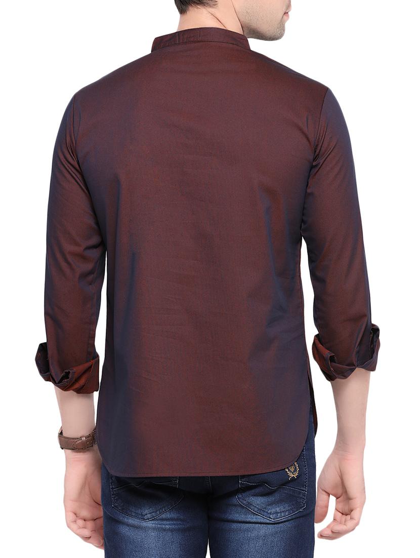 brown cotton short kurta - 14401081 - Zoom Image - 3