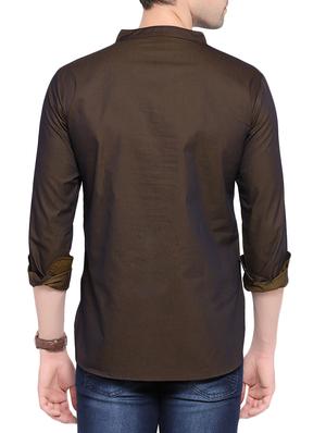 brown cotton short kurta - 14401082 - Standard Image - 3