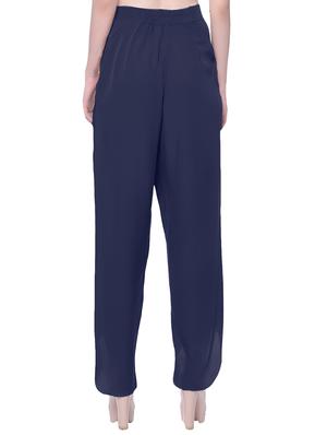 navy blue crepe trouser - 14401577 - Standard Image - 3