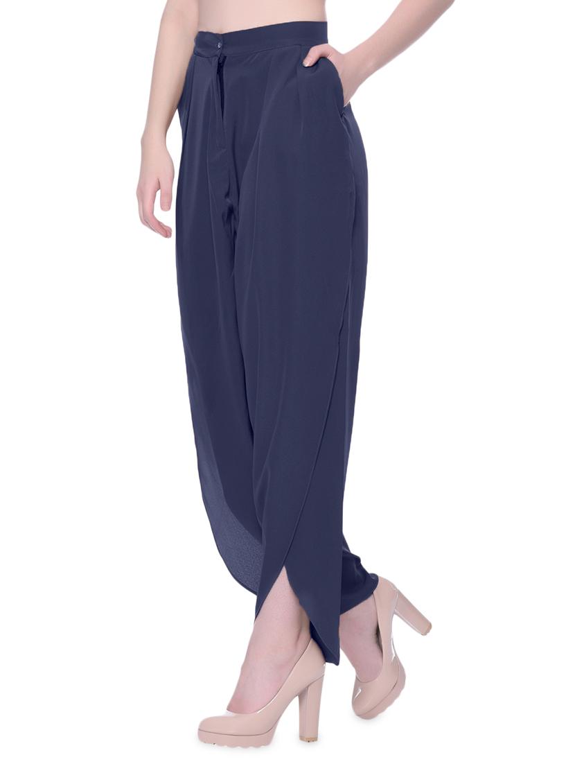 navy blue crepe trouser - 14401577 - Zoom Image - 2