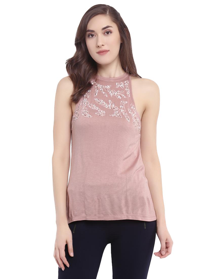embellished halter neck top - 14402250 - Zoom Image - 1