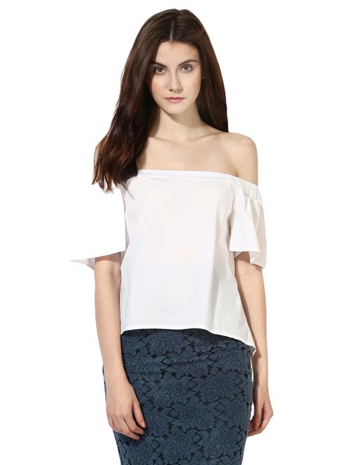 solid white off shoulder top - 14402279 - Standard Image - 1