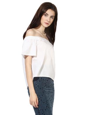 solid white off shoulder top - 14402279 - Standard Image - 2