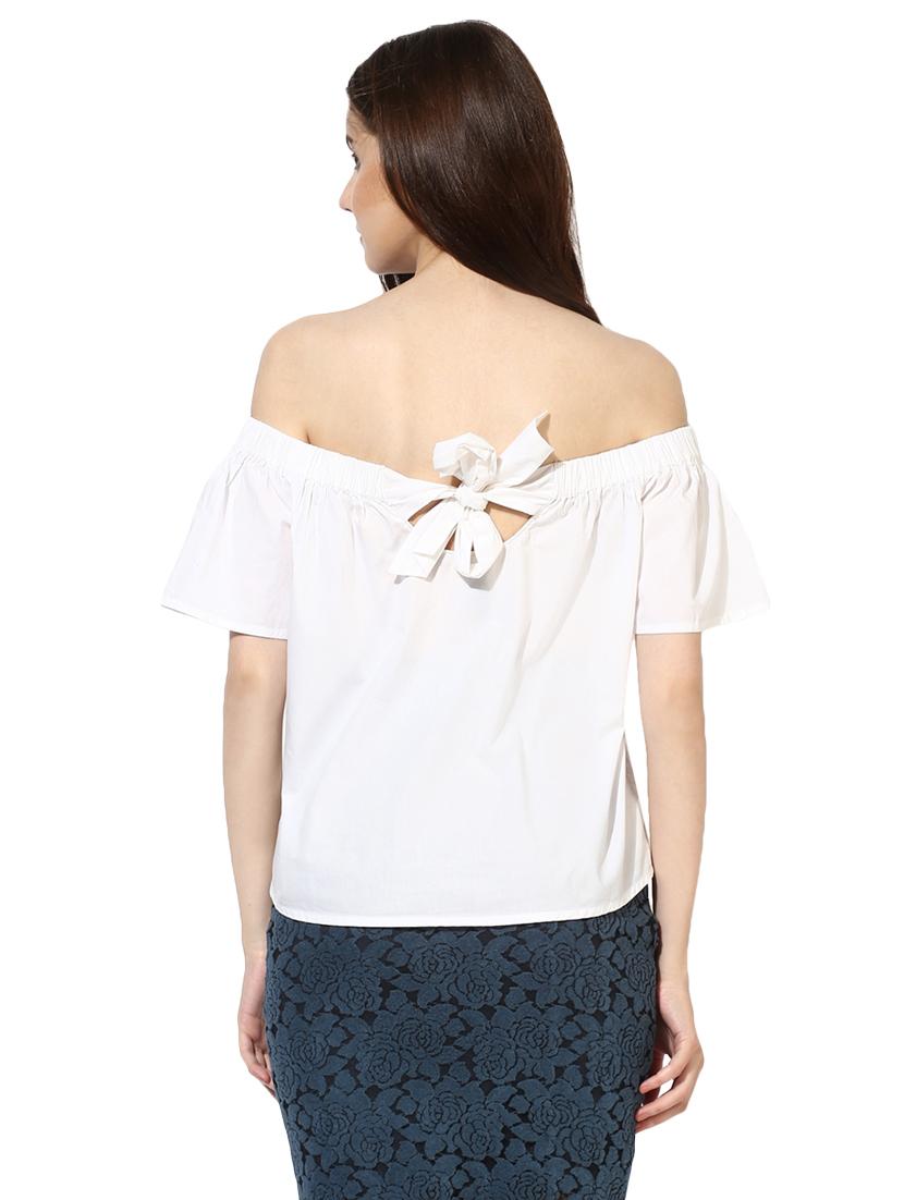 solid white off shoulder top - 14402279 - Zoom Image - 3