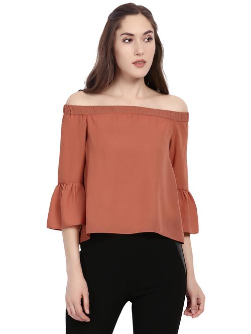 orange colored off shoulder top - 14402320 - Standard Image - 1