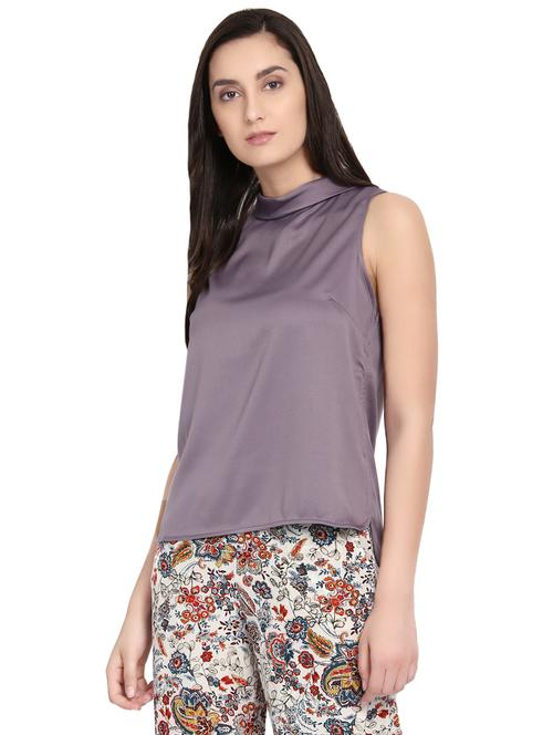 purple colored assymmetric top - 14402331 - Standard Image - 1