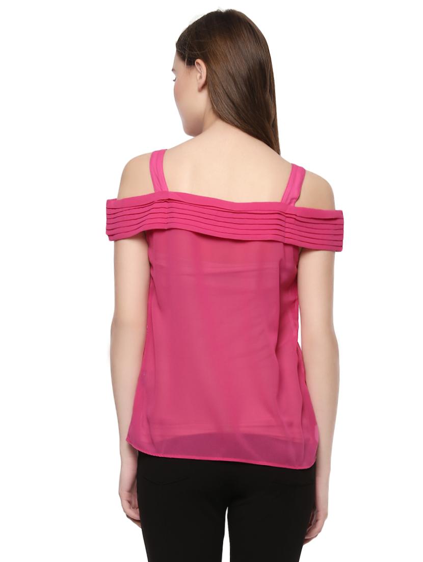 pink cold shoulder top - 14402333 - Zoom Image - 3