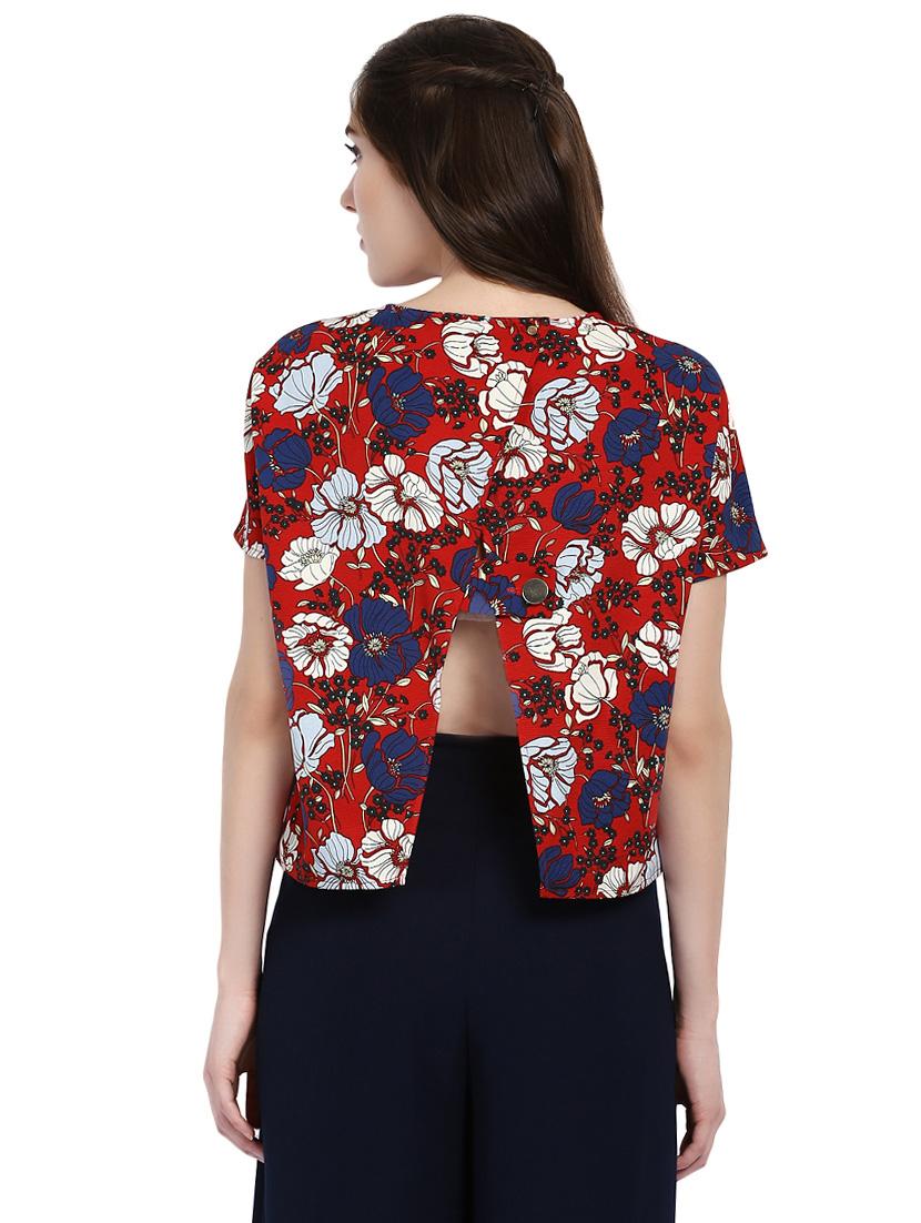 red printed boxy top - 14402335 - Zoom Image - 3
