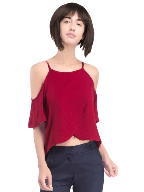 pink cold shoulder layered top - 14402349 - Standard Image - 1