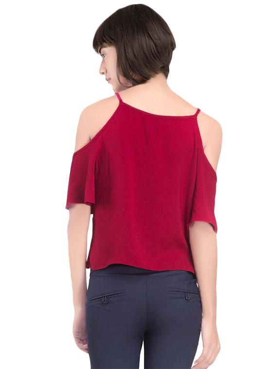 pink cold shoulder layered top - 14402349 - Zoom Image - 3