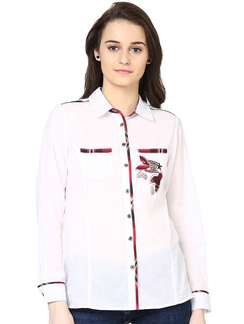 long sleeved embroidered detail shirt - 14402442 - Zoom Image - 1
