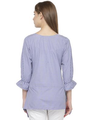 embroidered detail checked asymmetrical tunic - 14402451 - Standard Image - 3