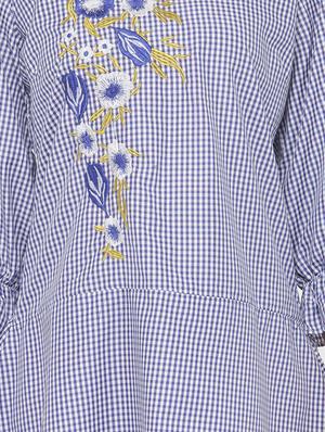 embroidered detail checked asymmetrical tunic - 14402451 - Standard Image - 4