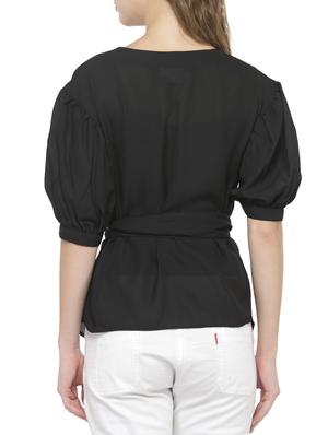 black puff sleeved wrap top - 14402458 - Standard Image - 3