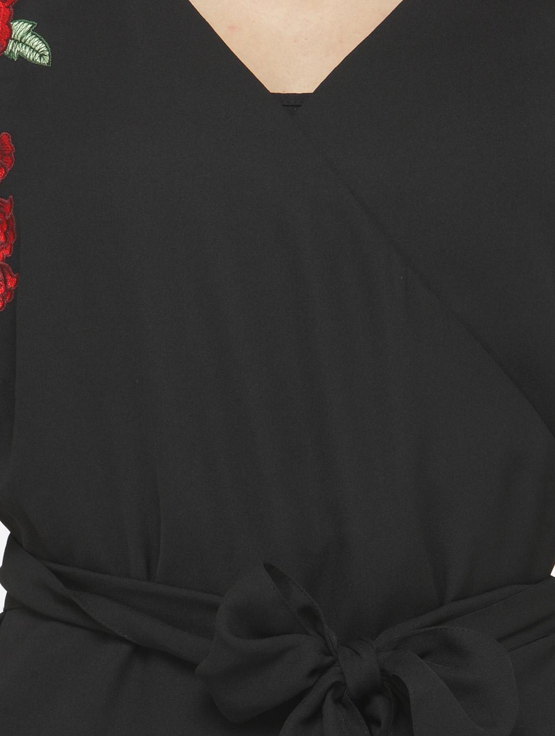 black puff sleeved wrap top - 14402458 - Zoom Image - 4