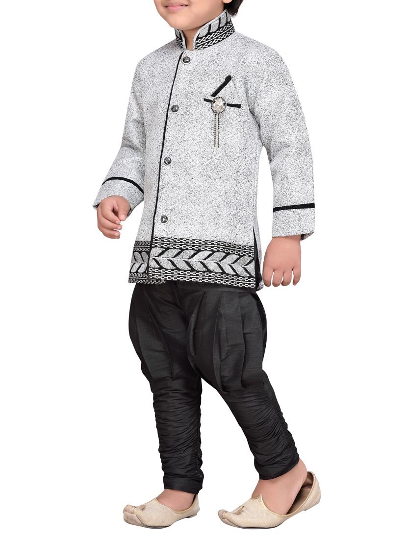 grey cotton blend kurta sets - 14405600 - Zoom Image - 3