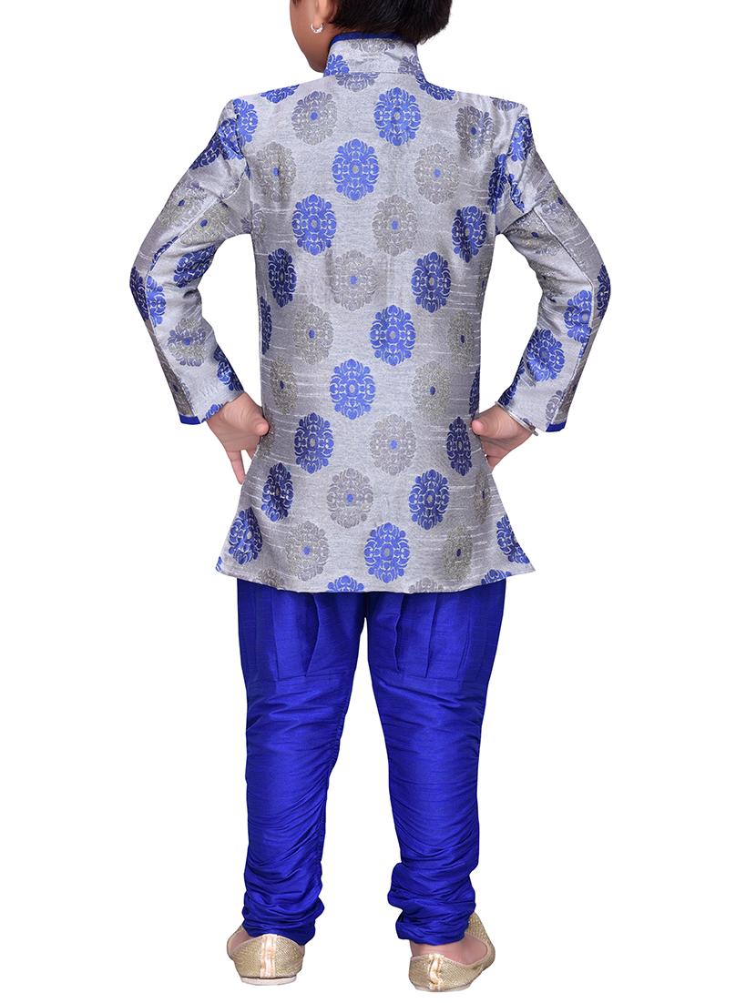 light blue silk blend sherwani set - 14405612 - Zoom Image - 4