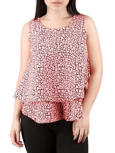 pink crepe layered printed top - 14405881 - Very Small Image - 1