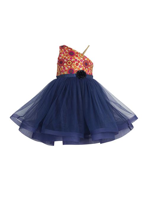 navy blue floral one shoulder frock - 14407400 - Standard Image - 1