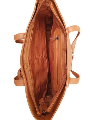 tan leatherette regular handbag - 14408092 - Standard Image - 3